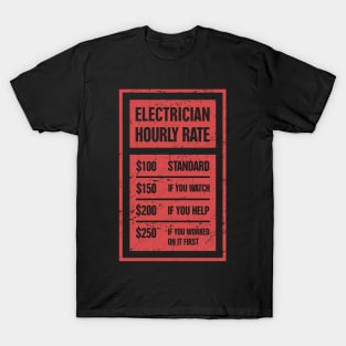 Electrician Hourly Rate | Funny Gift T-Shirt